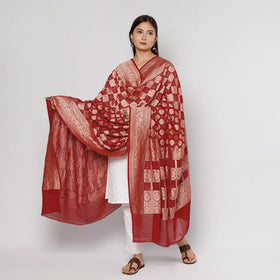  Traditional Kutch Neem Zari Jaal Work Bandhani Tie-Dye Georgette Banarasi Dupatta 