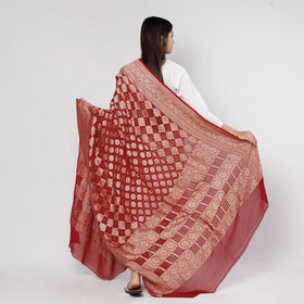  Traditional Kutch Neem Zari Jaal Work Bandhani Tie-Dye Georgette Banarasi Dupatta 