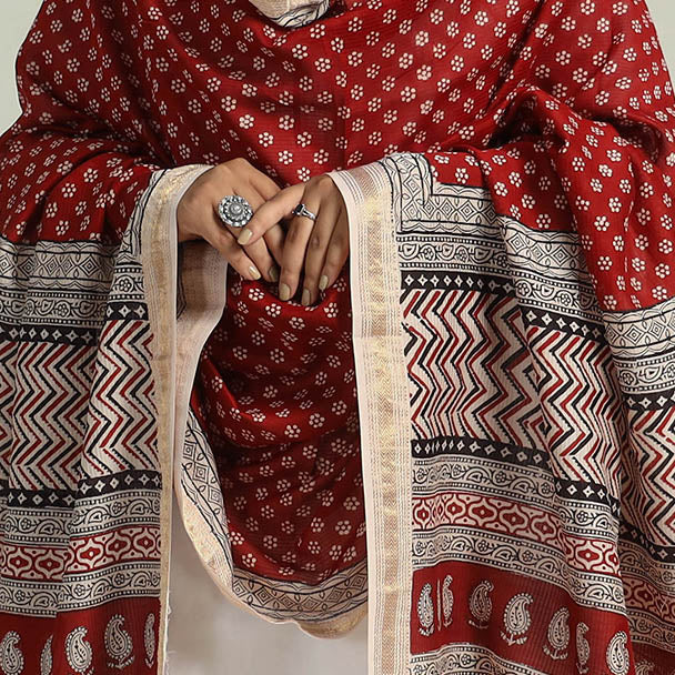  Authentic Bagh Print Silk Dupatta 