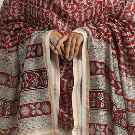 Red - traditional maheshwari silk bagh dupatta 06