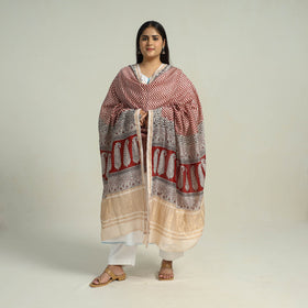 Red - traditional maheshwari silk bagh dupatta 10