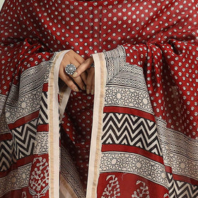 Red - traditional maheshwari silk bagh dupatta 11