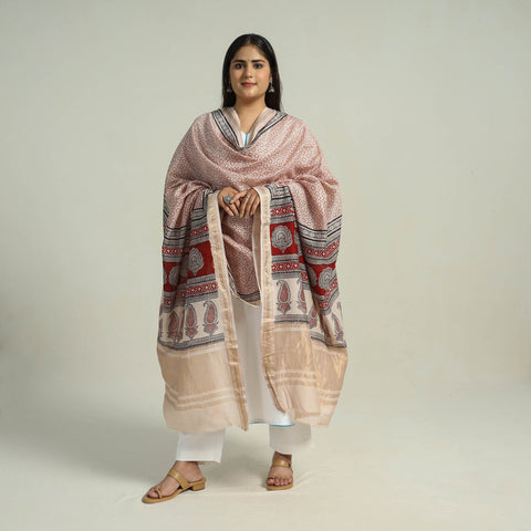 Red - traditional maheshwari silk bagh dupatta 12