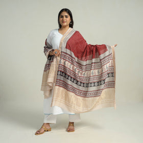 Red - traditional maheshwari silk bagh dupatta 13