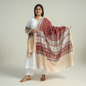 Red - traditional maheshwari silk bagh dupatta 17