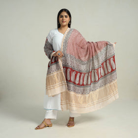 Red - traditional maheshwari silk bagh dupatta 10