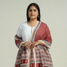 Red - traditional maheshwari silk bagh dupatta 15