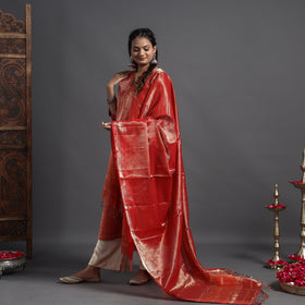  Traditional Maheshwari Tissue Zari Work Cotton Handloom Kurta with Dupatta Set 