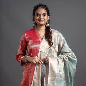  Traditional Maheshwari Tissue Zari Work Cotton Handloom Kurta with Dupatta Set 
