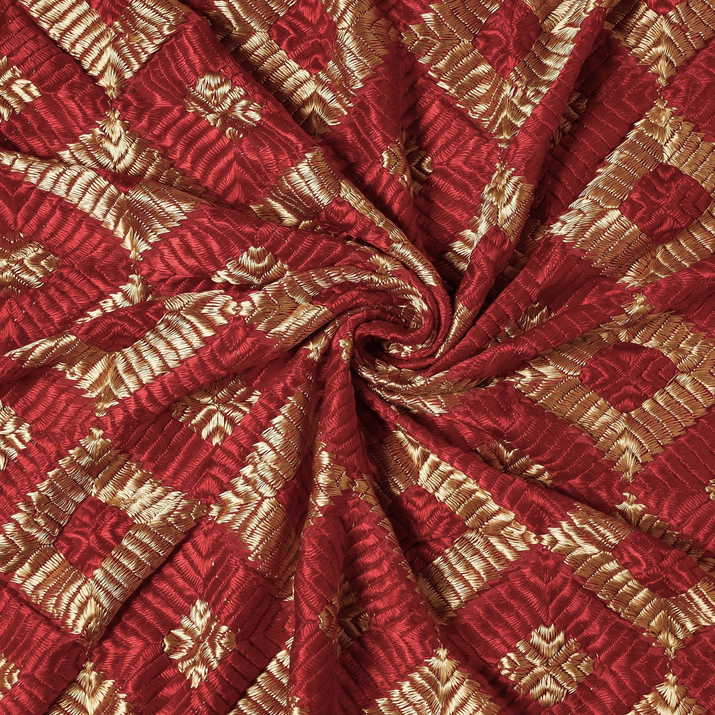  Traditional Phulkari Embroidered Chinnon Fabric 