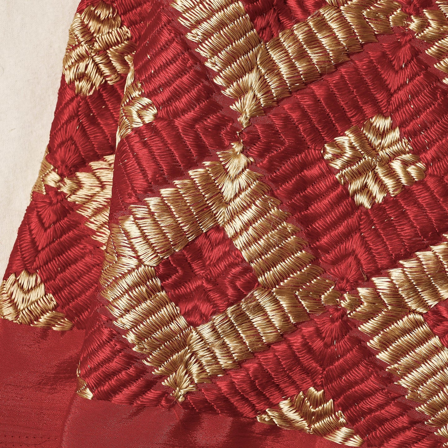  Traditional Phulkari Embroidered Chinnon Fabric 
