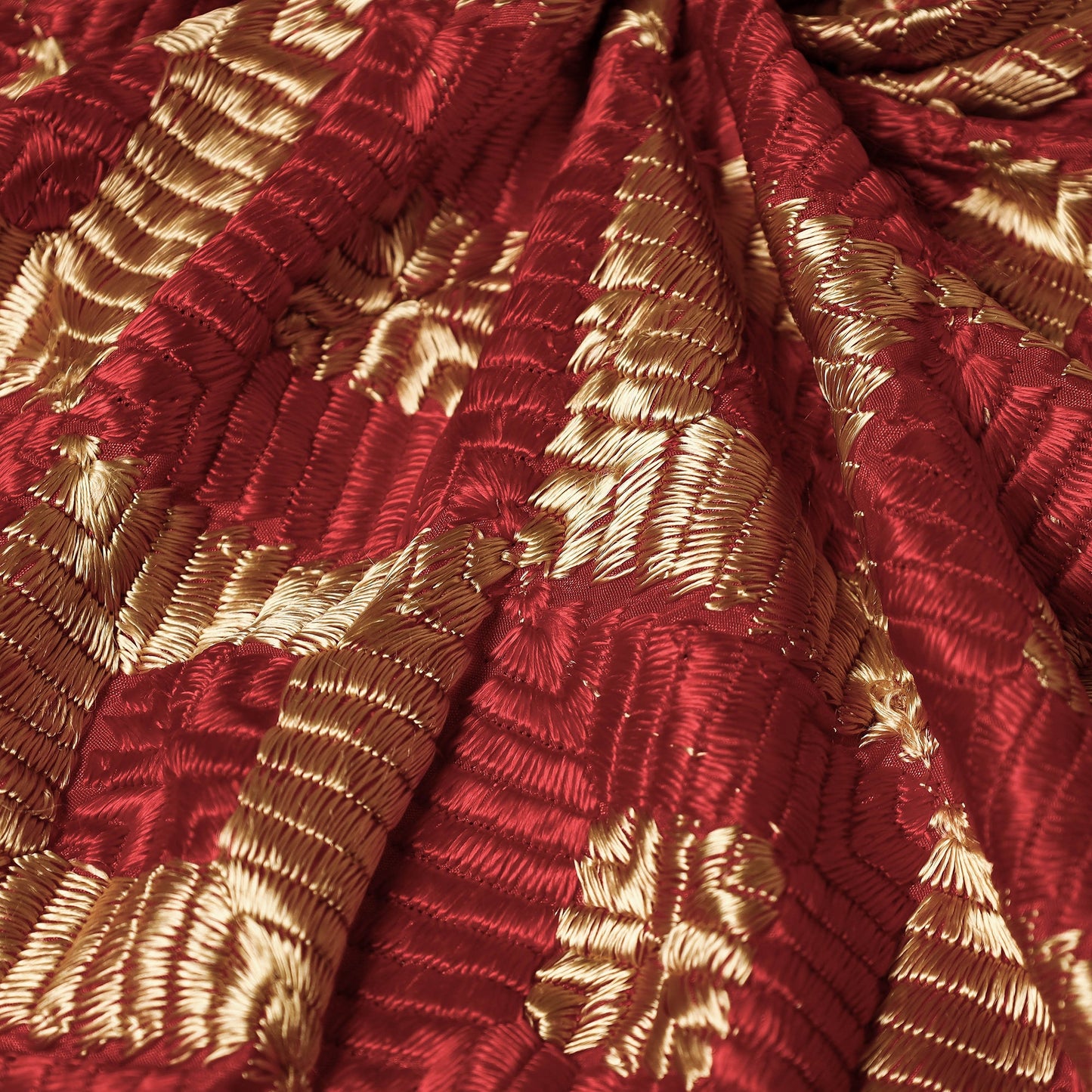 Traditional Phulkari Embroidered Chinnon Fabric 
