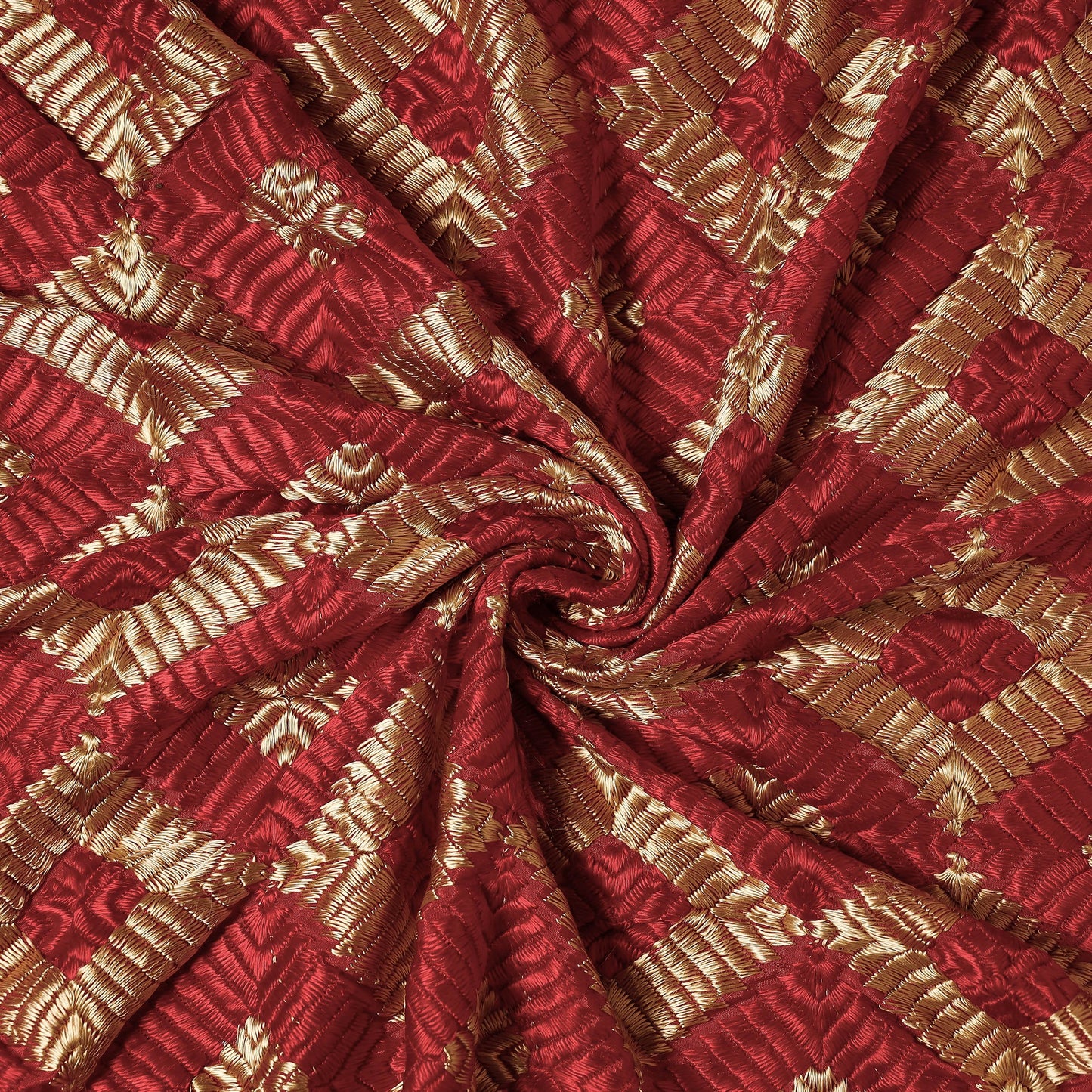  Traditional Phulkari Embroidered Chinnon Fabric 