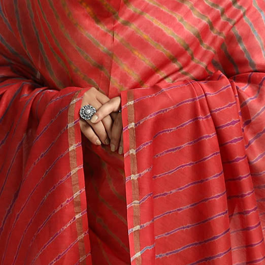 Traditional Tie & Dye Chanderi Silk Leheriya Dupatta