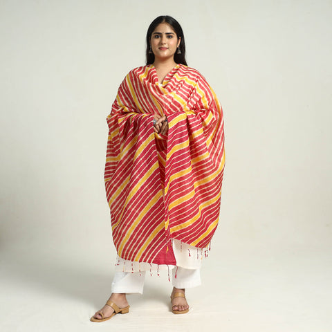 Traditional Tie & Dye Tussar Silk Leheriya Dupatta