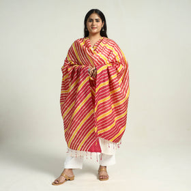 Traditional Tie & Dye Tussar Silk Leheriya Dupatta
