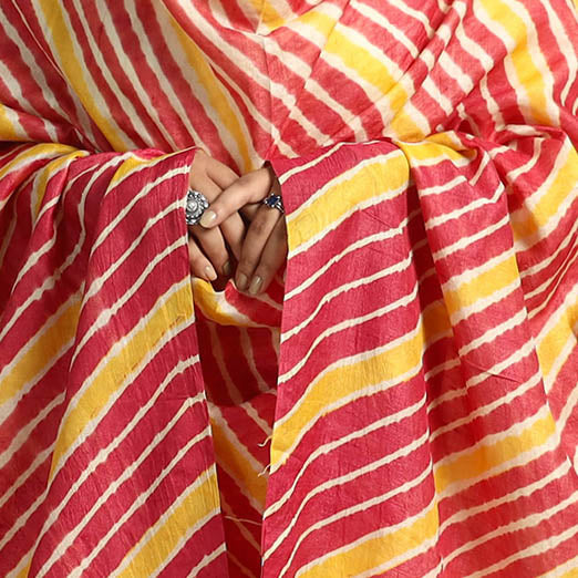 Traditional Tie & Dye Tussar Silk Leheriya Dupatta