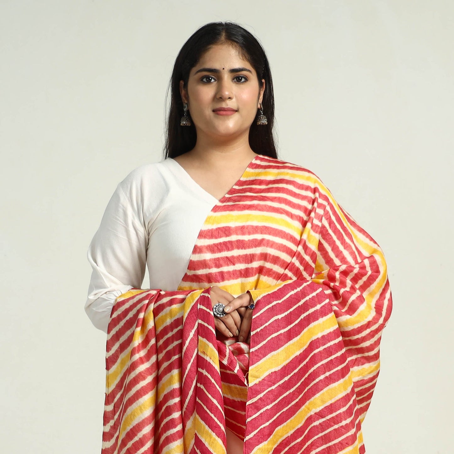 Traditional Tie & Dye Tussar Silk Leheriya Dupatta