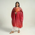 Red Traditional Tie & Dye Tussar Silk Leheriya Dupatta