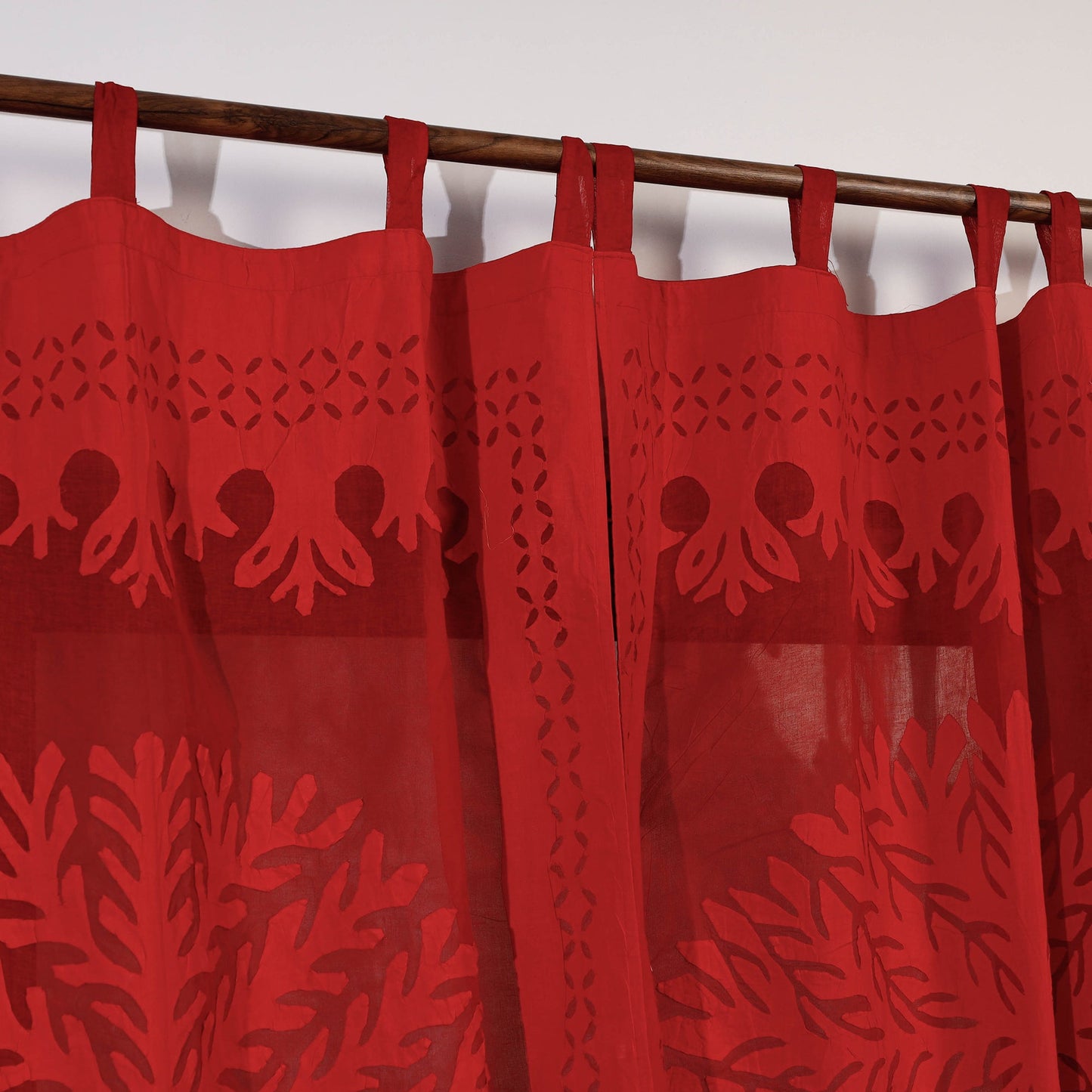 Tree Cutwork Cotton Barmer Applique Door Curtain