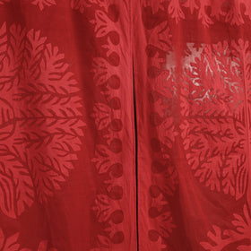 Red Tree Cutwork Cotton Barmer Applique Window Curtain