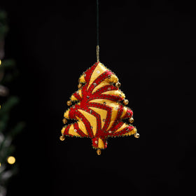 Red - tree - hand embroidered felt christmas decor ornament