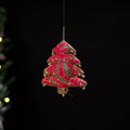 Red - tree - hand embroidered felt christmas decor ornament