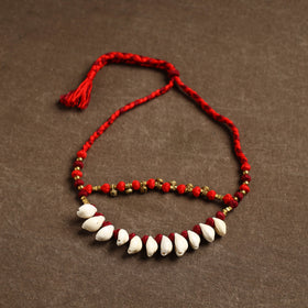 Red - tribal odisha dokra threadwork handmade necklace 43