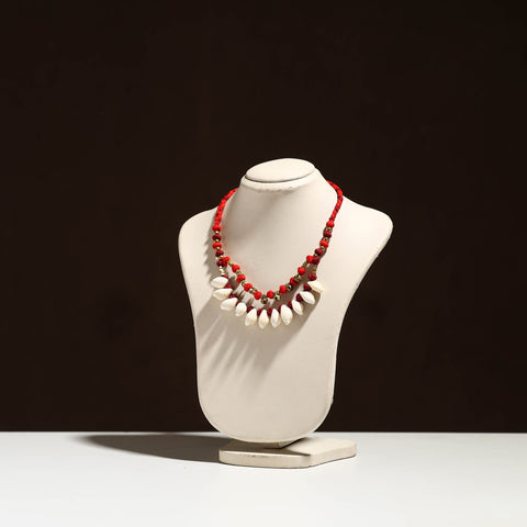 Red - tribal odisha dokra threadwork handmade necklace 43