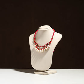 Red - tribal odisha dokra threadwork handmade necklace 46