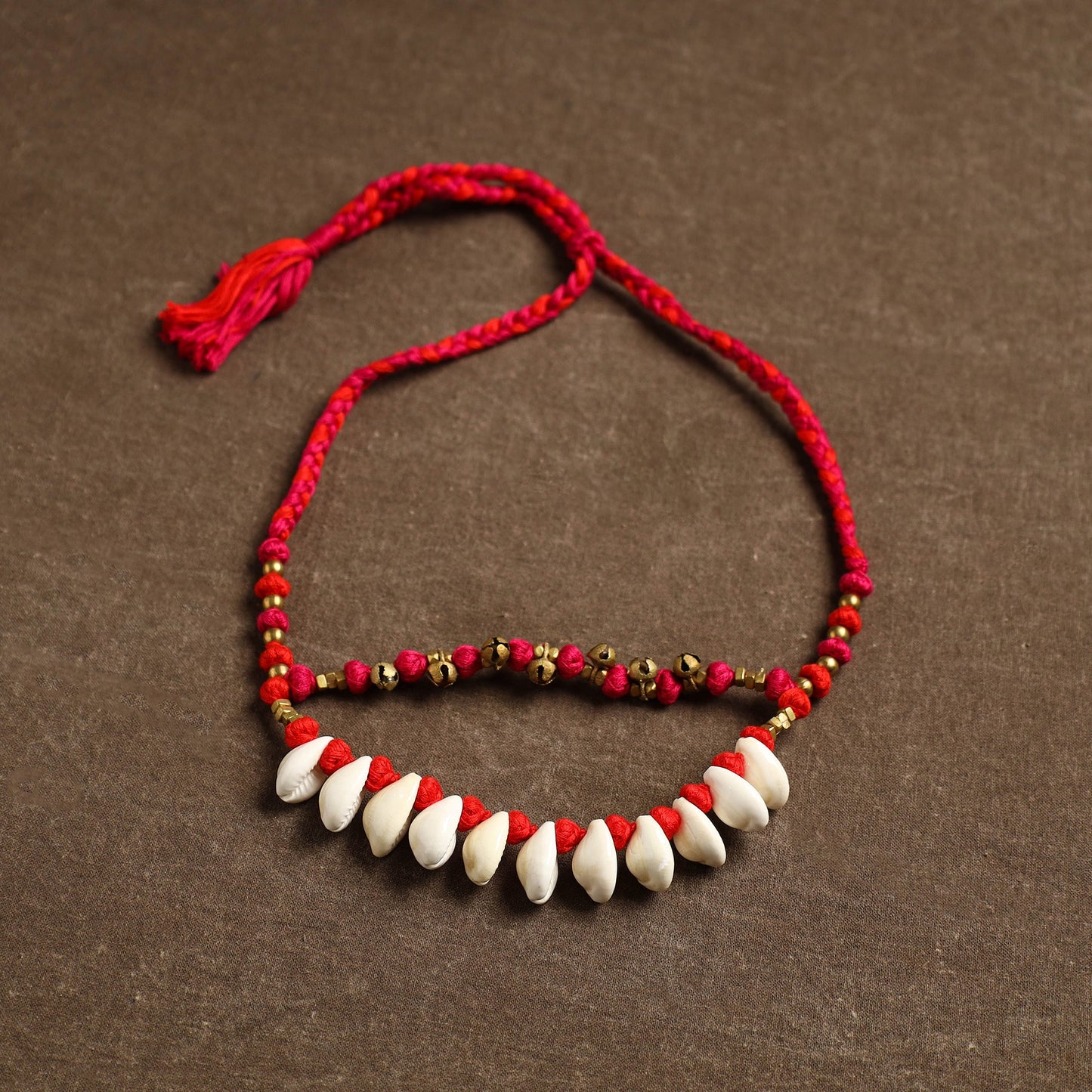 Red - tribal odisha dokra threadwork handmade necklace 46