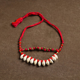 Red - tribal odisha dokra threadwork handmade necklace 46