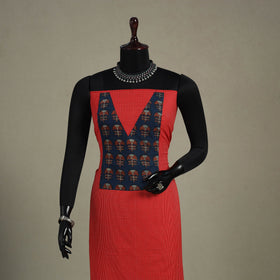 Red Unstitched Plain Cotton Kurta Material