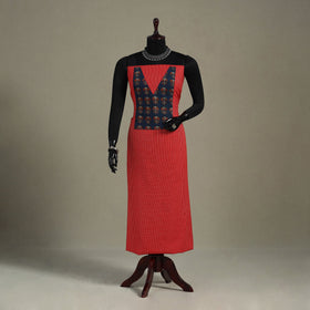 Red Unstitched Plain Cotton Kurta Material