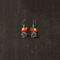 Red - vaani german silver jhumki earrings with wooden