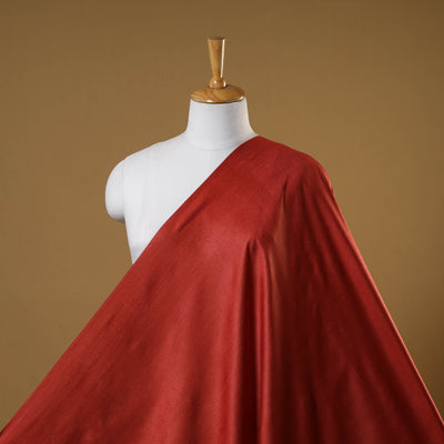 Red - vidarbha handloom plain tussar silk fabric 03