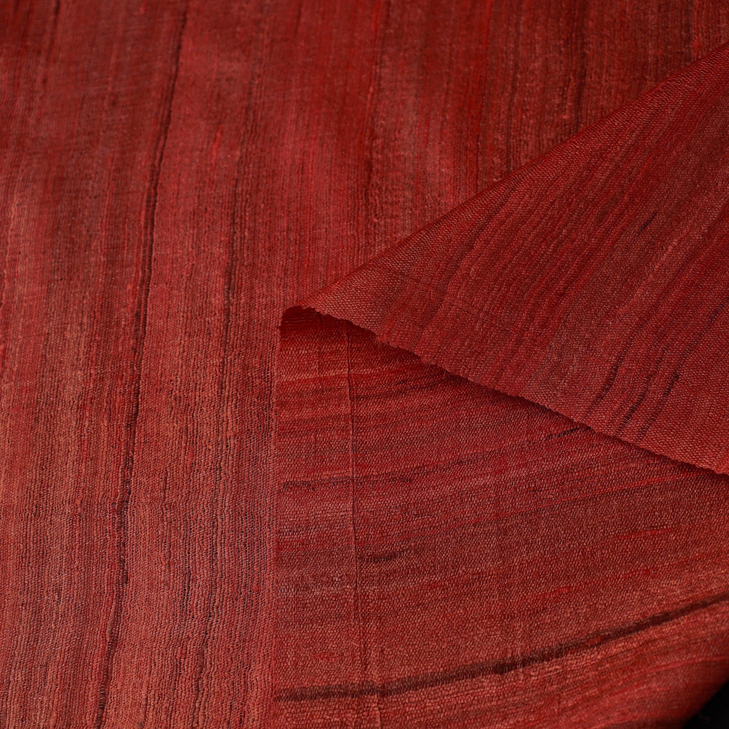  Red Vidarbha Pure Tussar x Ghicha Silk Handloom Fabric
