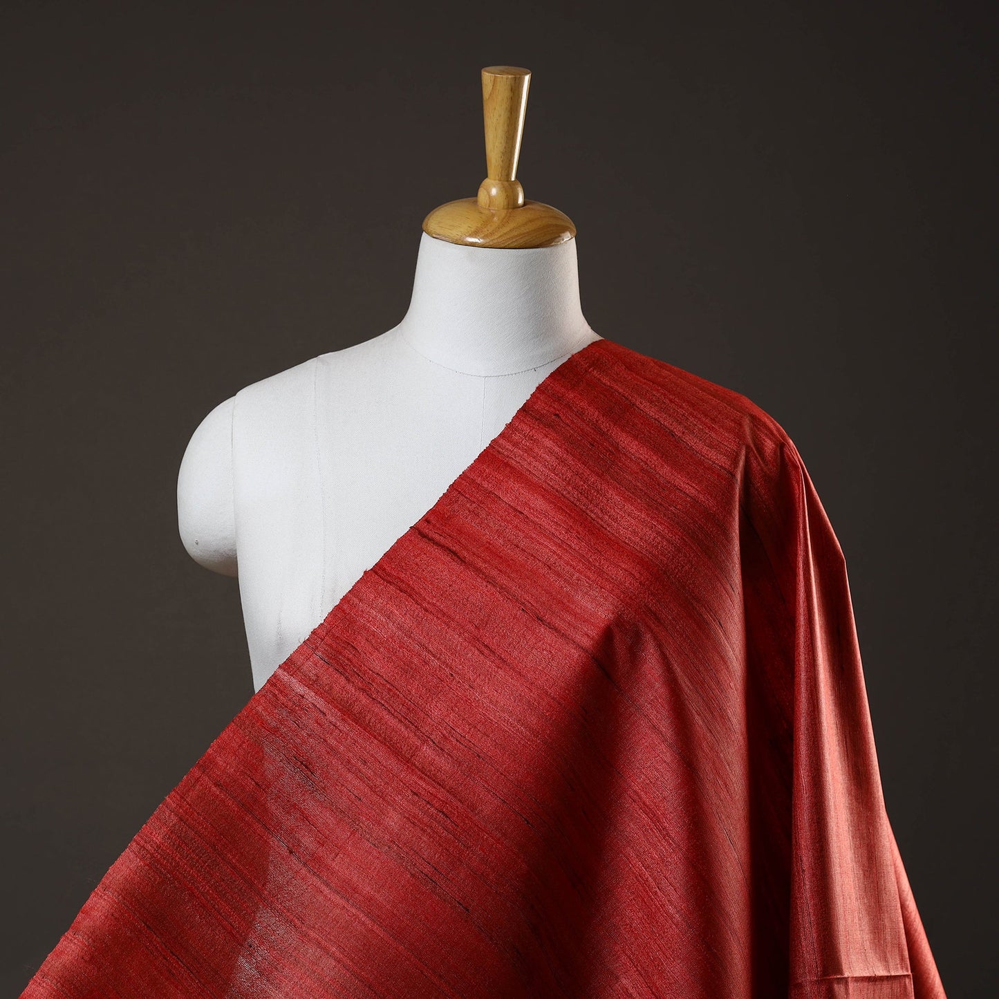  Red Vidarbha Pure Tussar x Ghicha Silk Handloom Fabric