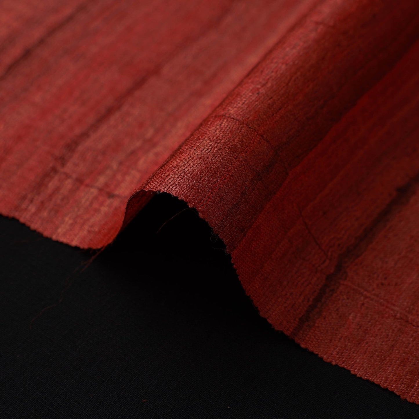  Red Vidarbha Pure Tussar x Ghicha Silk Handloom Fabric