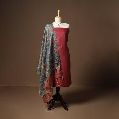Vidarbha tussar silk handloom plain 2pc unstitched dress