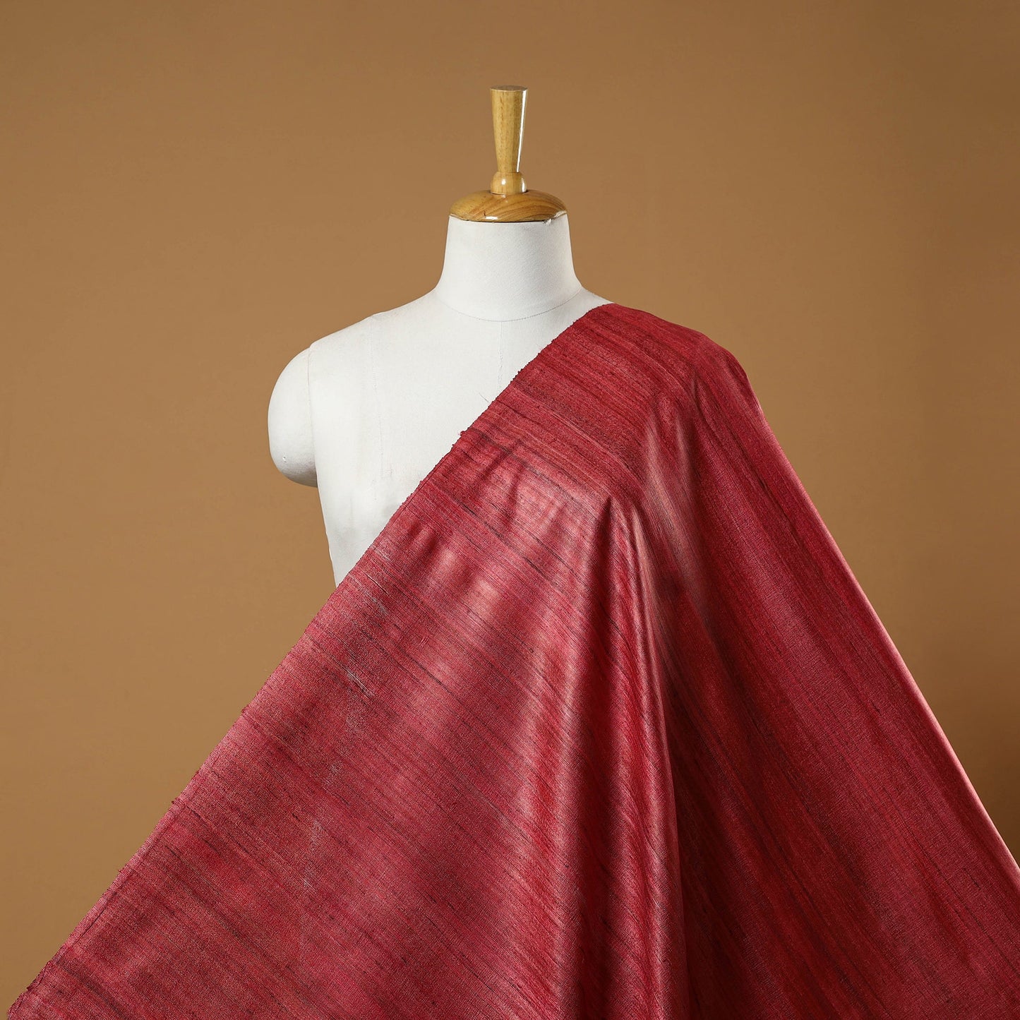 Red - vidarbha tussar x ghicha silk handloom fabric 02