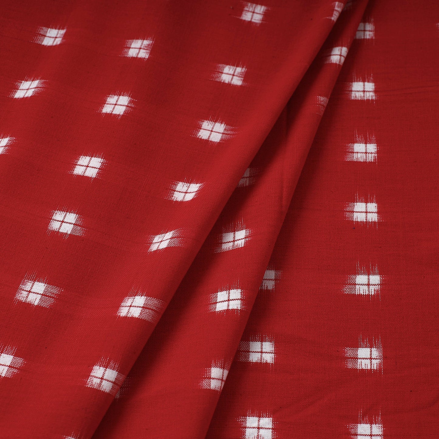  Red Pochampally Double Ikat Fabric Online in India