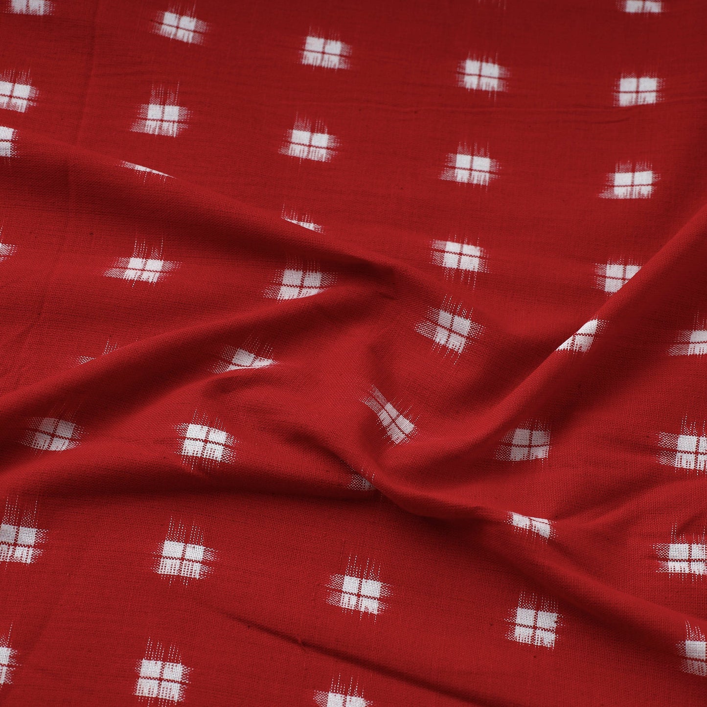 Red Pochampally Double Ikat Fabric Online in India