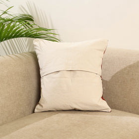 Red Wool Thread Crewel Embroidery Cushion Cover