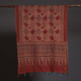 Red - Ajrakh Block Printed Pure Woolen Stole