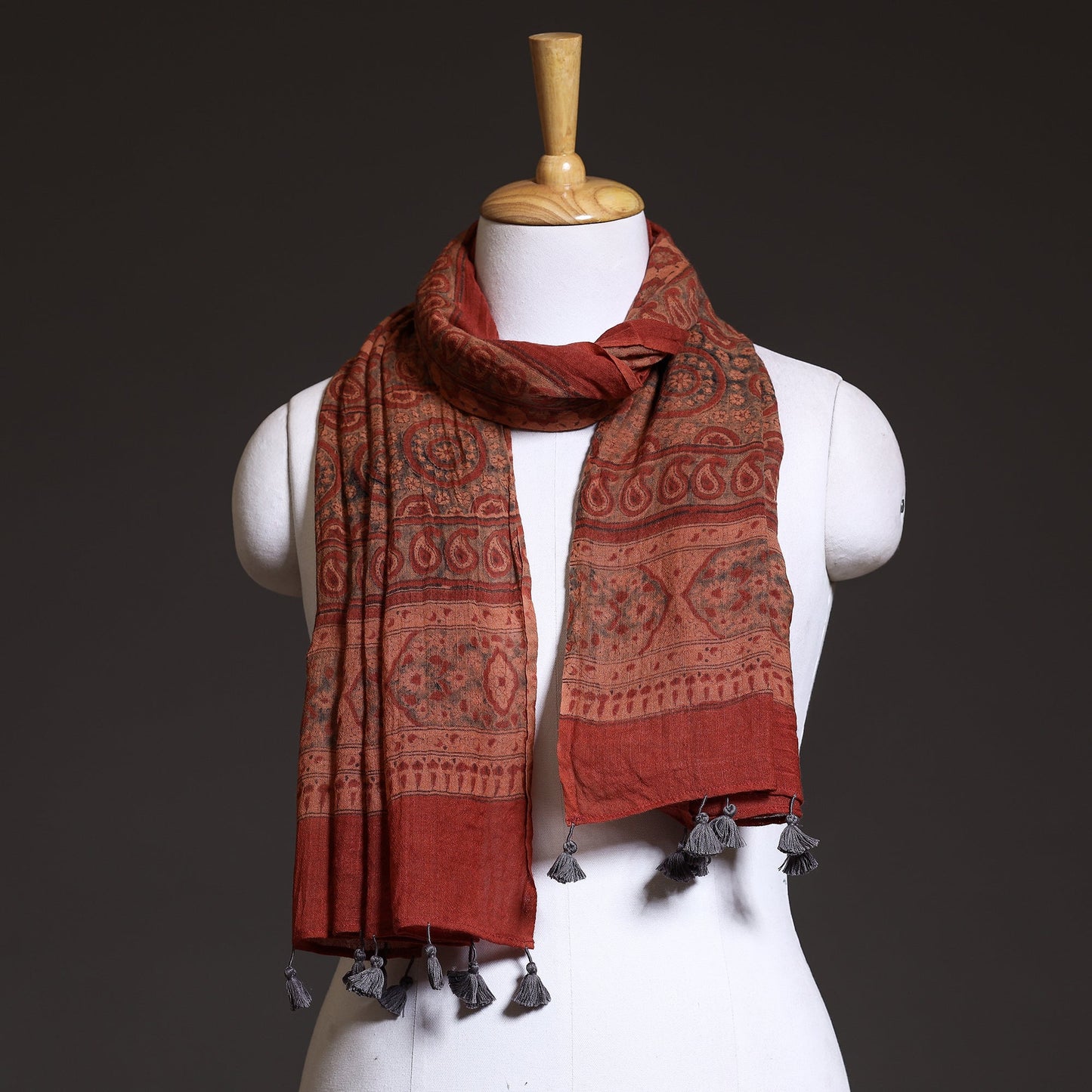  Block Print Woolen Ajrakh Stole
