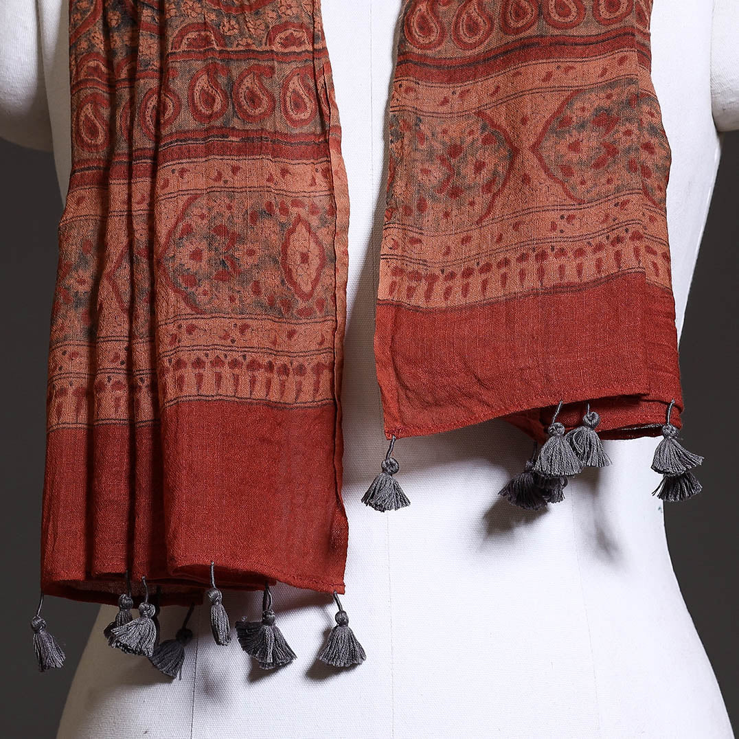  Block Print Woolen Ajrakh Stole