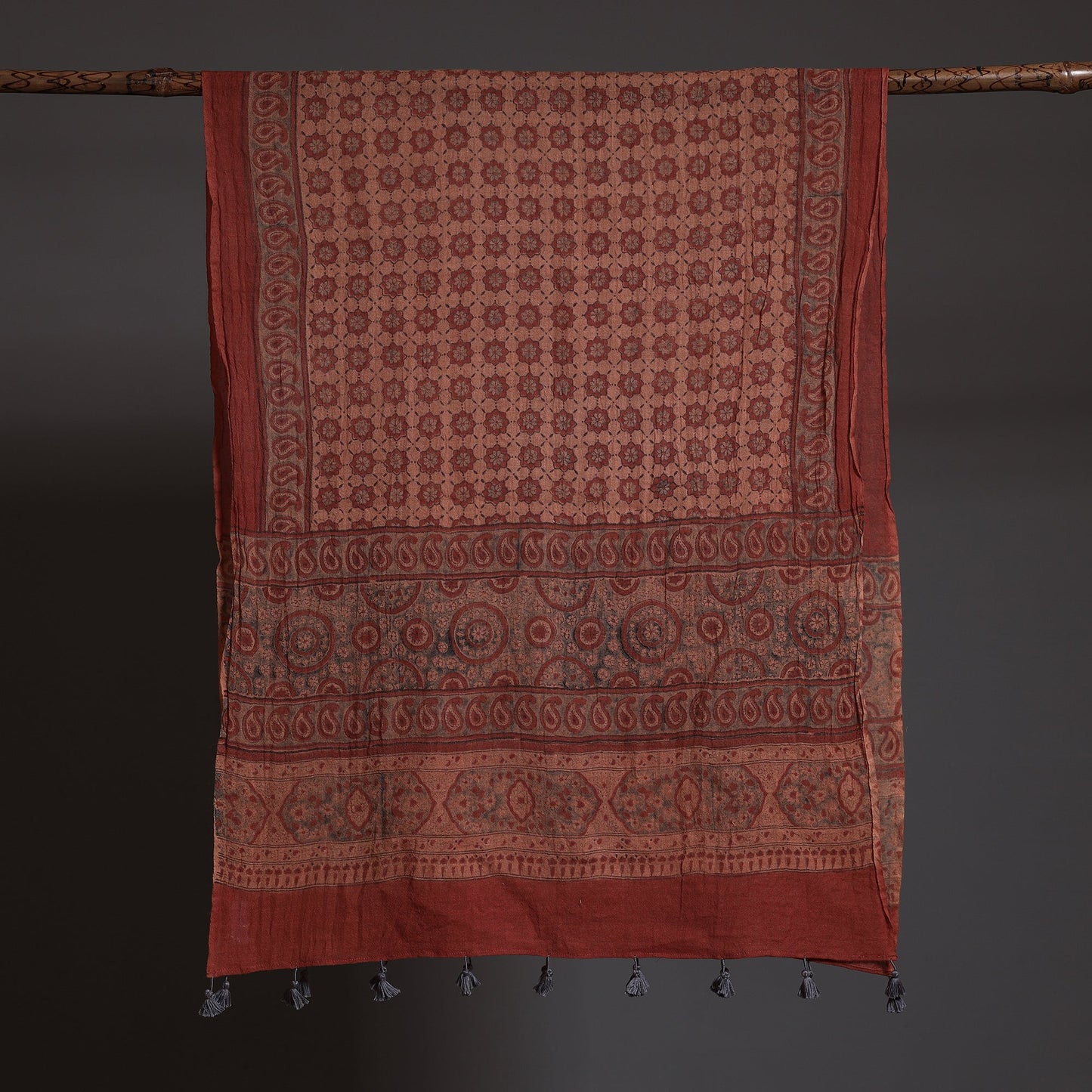  Block Print Woolen Ajrakh Stole