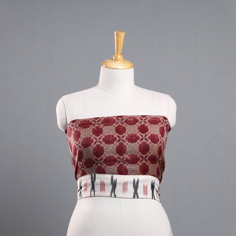 Red - woollen bagh blouse piece 58 - handcrafted
