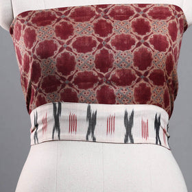 Red - woollen bagh blouse piece 58 - handcrafted